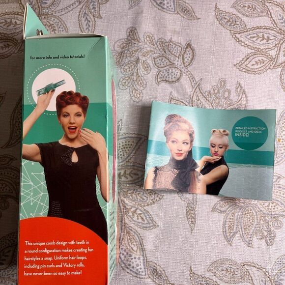 No Heat Curling PinβCurls Victory Rolls 2 Sizes Booklet PINK 1920 Vintage Look - Picture 14 of 16
